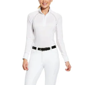 10030547 Ariat Women's White Long Sleeve Sunstopper Pro 2.0 Show Shirt