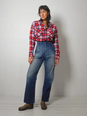 1970's Soft Red Plaid Flannel