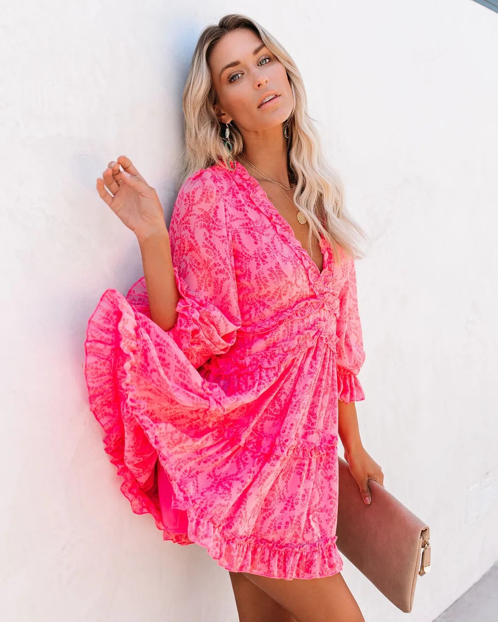 At First Blush Ruffle Tiered Dress