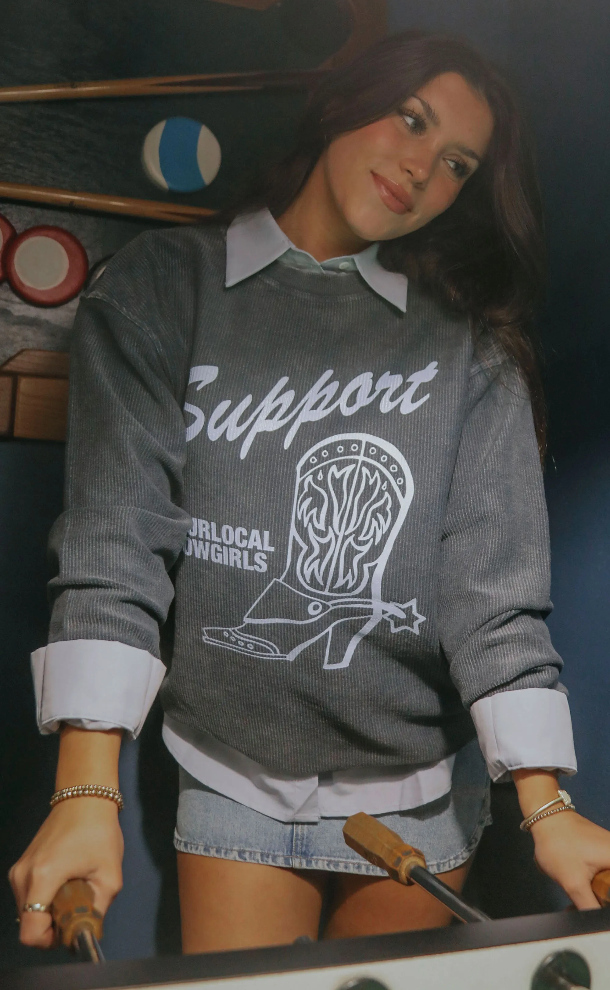 charlie southern: support local cowgirl corded sweatshirt