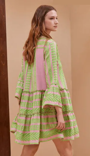 Ella Dress - Lime/Pink