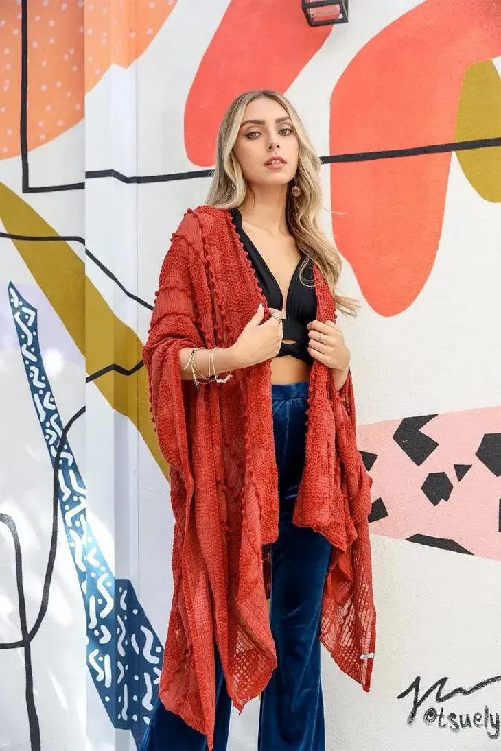 Embroidered Abstract Soft Kimono