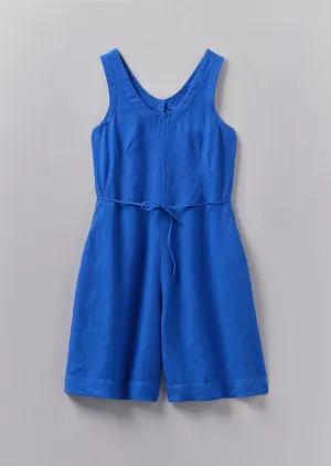 Garment Dyed Linen Short Jumpsuit | Sapphire