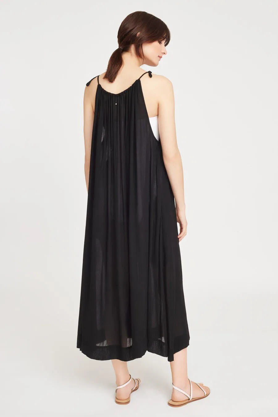 Gathered-Neck Maxi Coverup