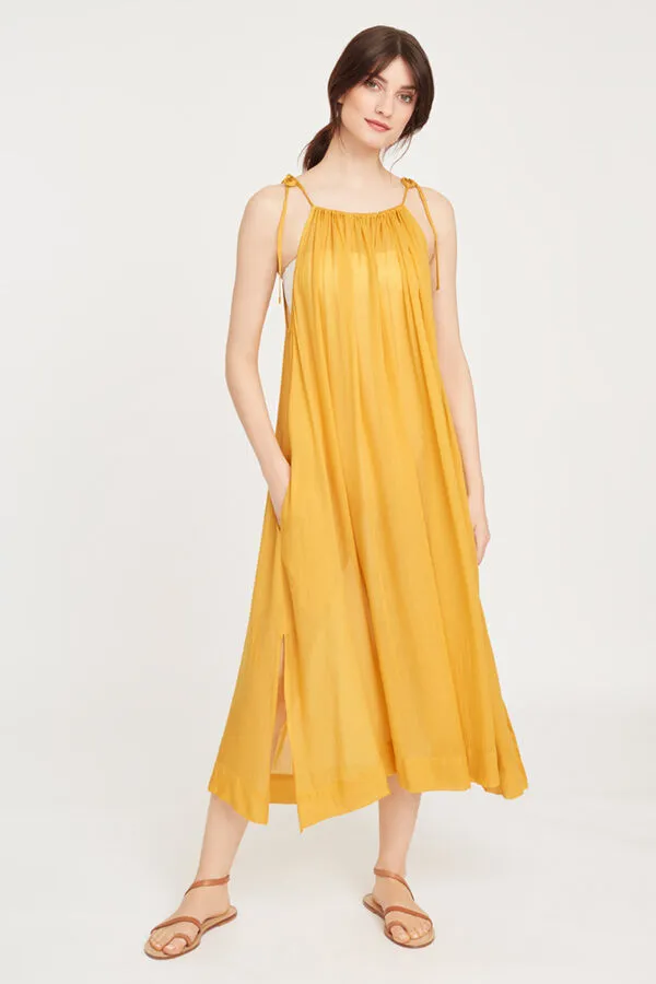 Gathered-Neck Maxi Coverup