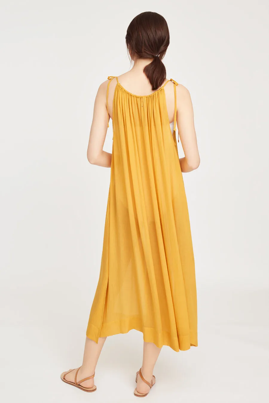 Gathered-Neck Maxi Coverup