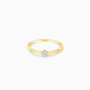 Gold Soft Petals Diamond Ring