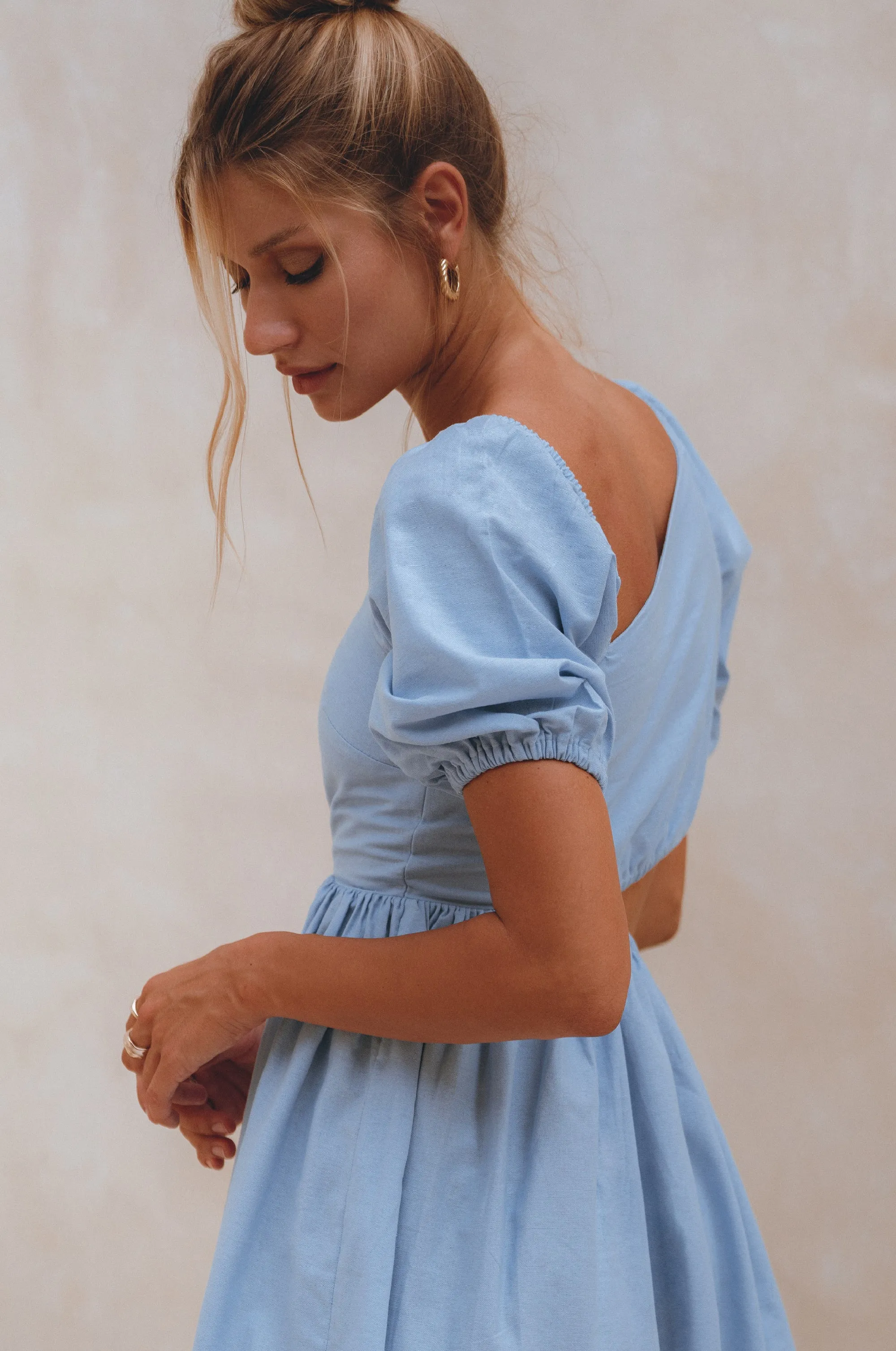 Sundaze Cutout Linen Midi Dress (Sale)