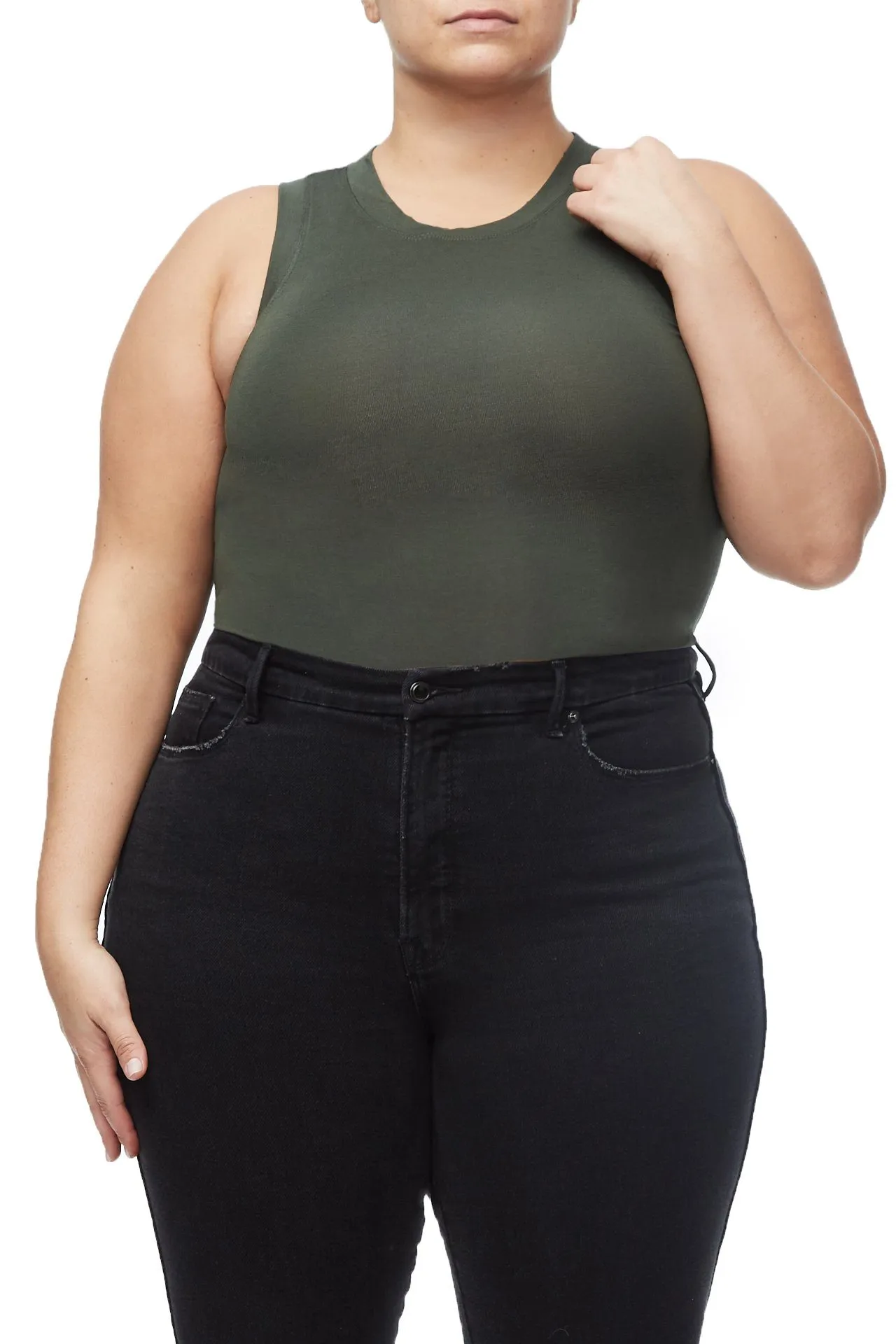 THE CROP MUSCLE TANK | OLIVE002