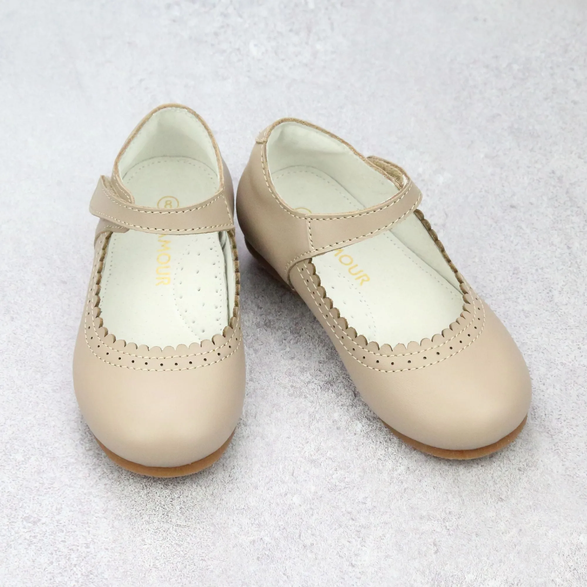 Toddler Girls Lucille Classic Leather Scalloped Flat